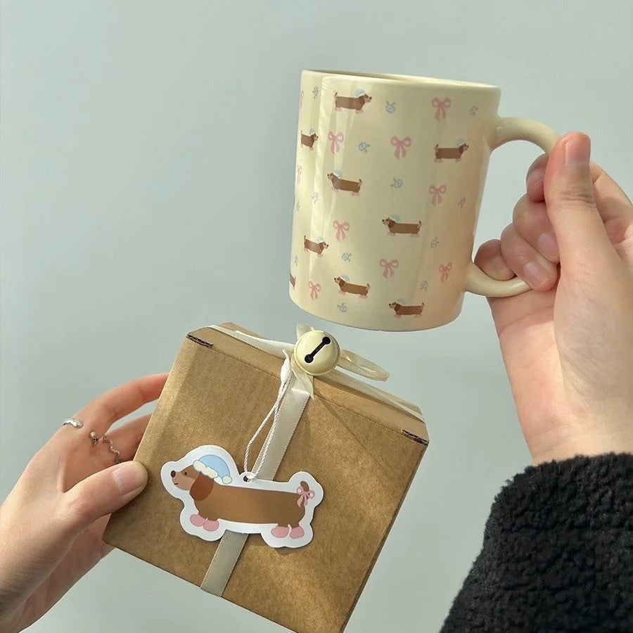 Dachshund Mug with Bows & Florals