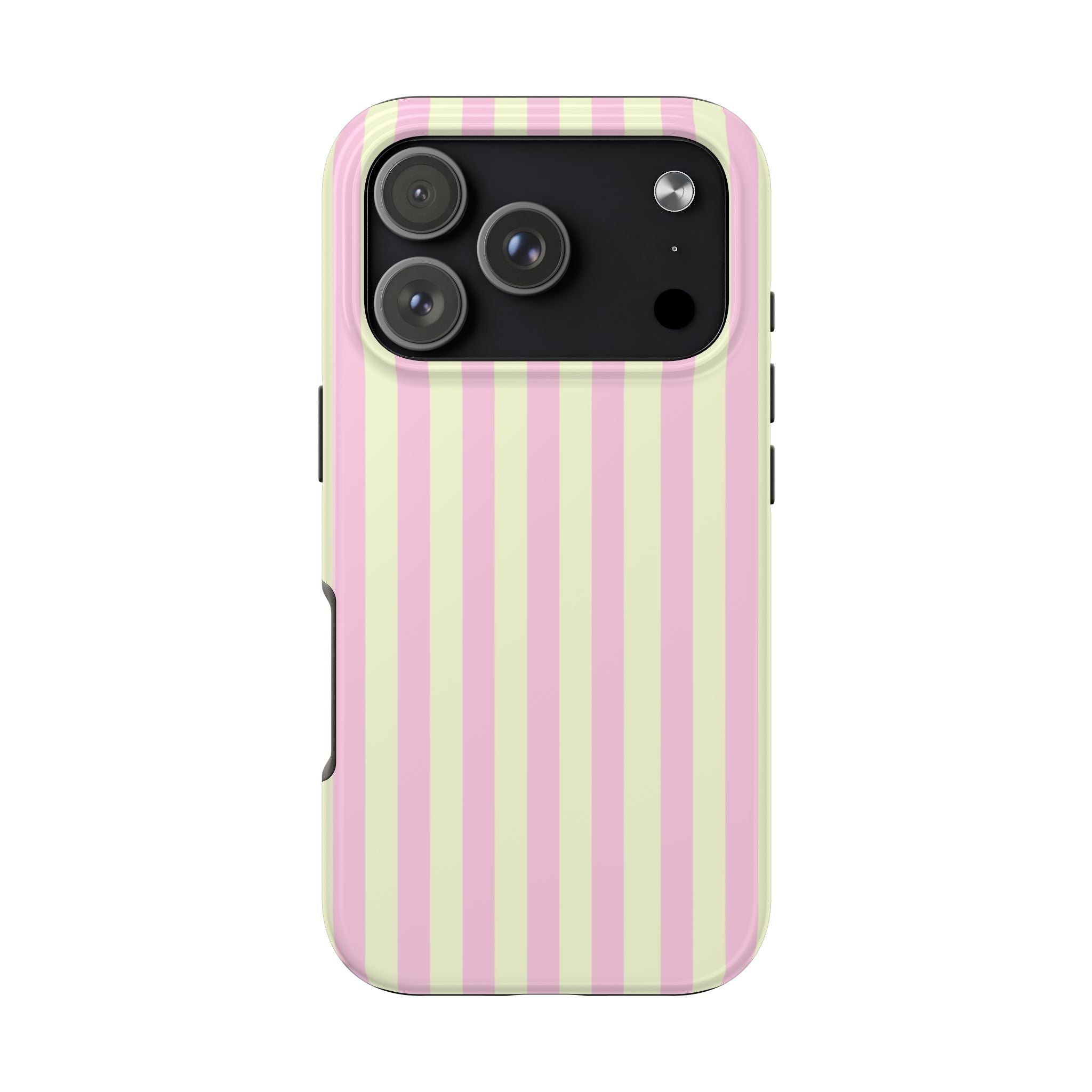 Glossy Pink & Yellow Striped iPhone Case