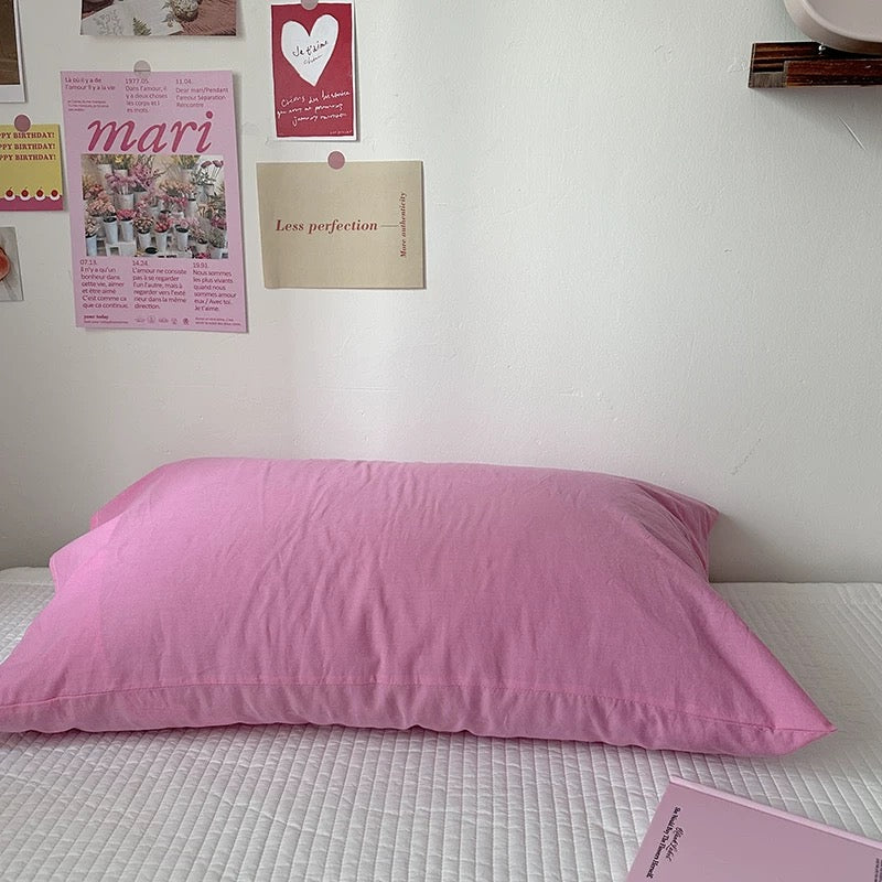 Pastel Aesthetic Cotton Pillowcase Pink