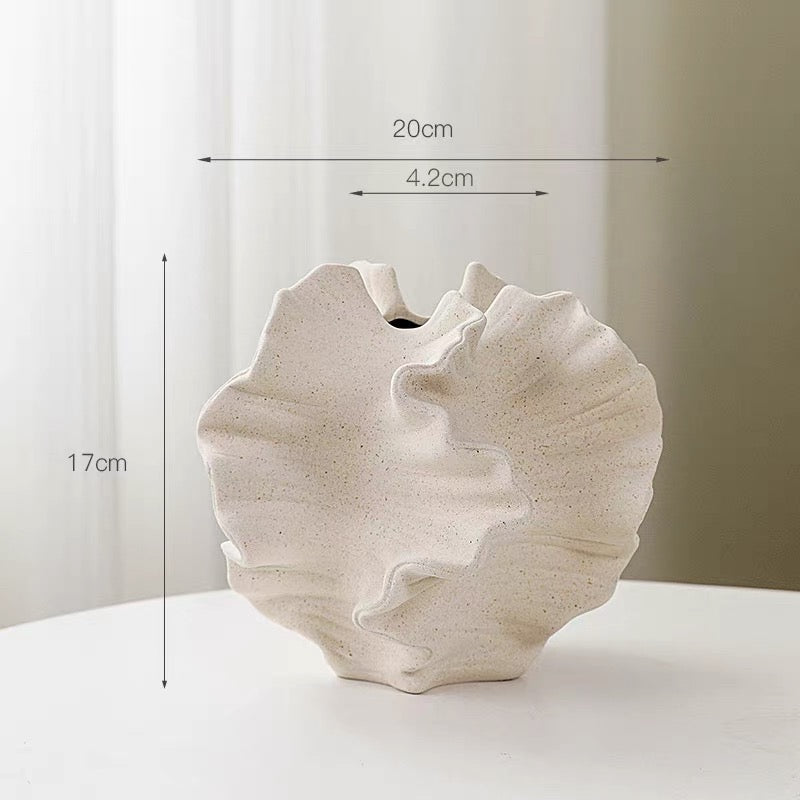 Minimalist Coral Ceramic Vase Beige Large
