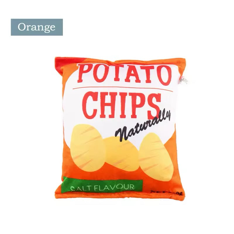 Plush Potato Chips Dog Toy Orange