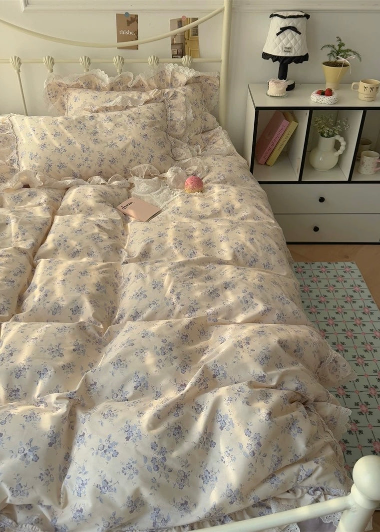 French Lace Floral Cotton Bedding Set