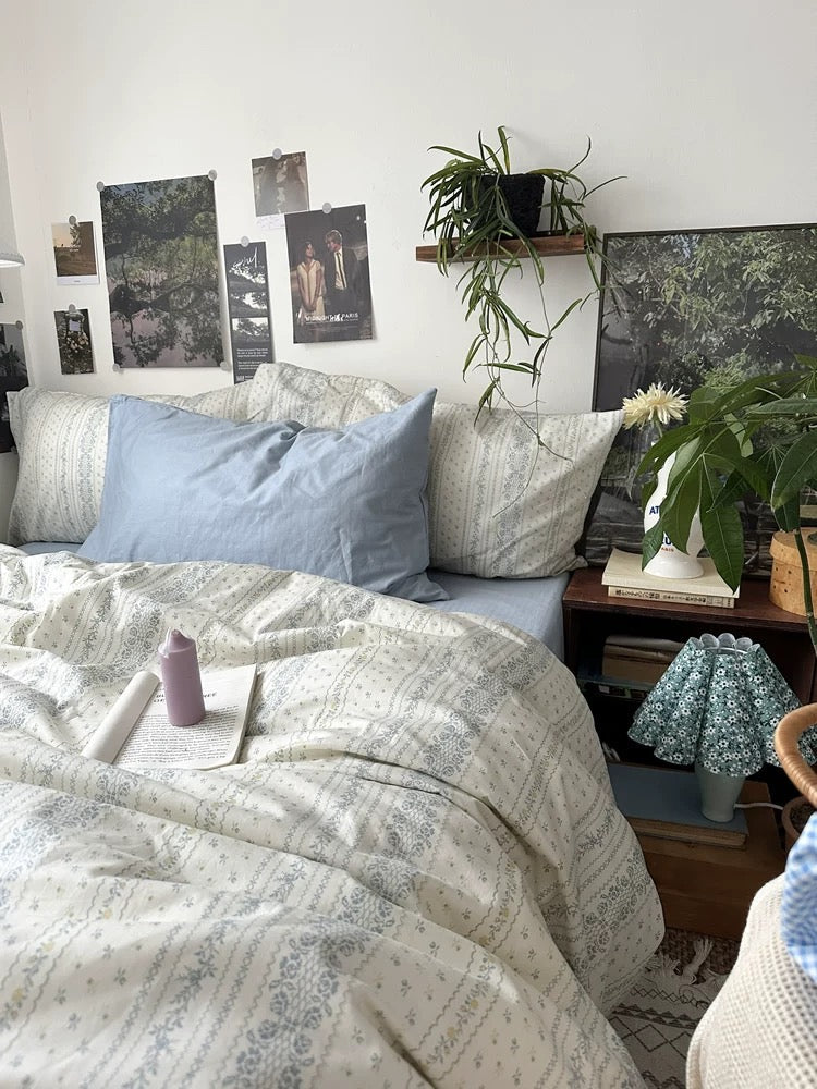 Dusty Blue Aesthetic Duvet Cover Set