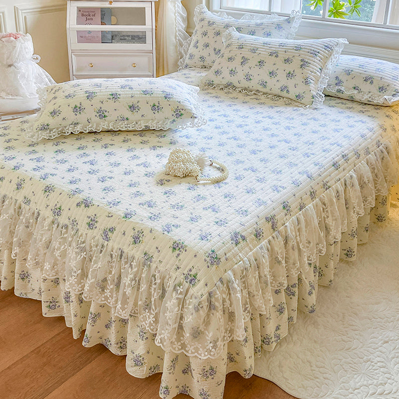 Cotton Floral Bed Skirt Purple Park
