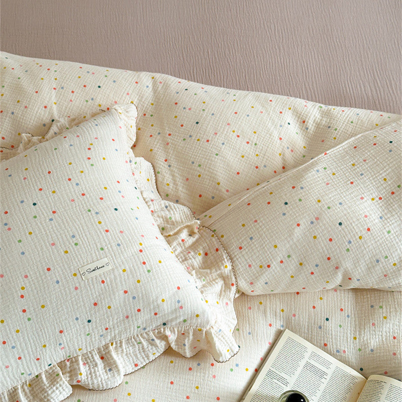 Polka Dot Bedding Set – Ruffle Cotton Muslin