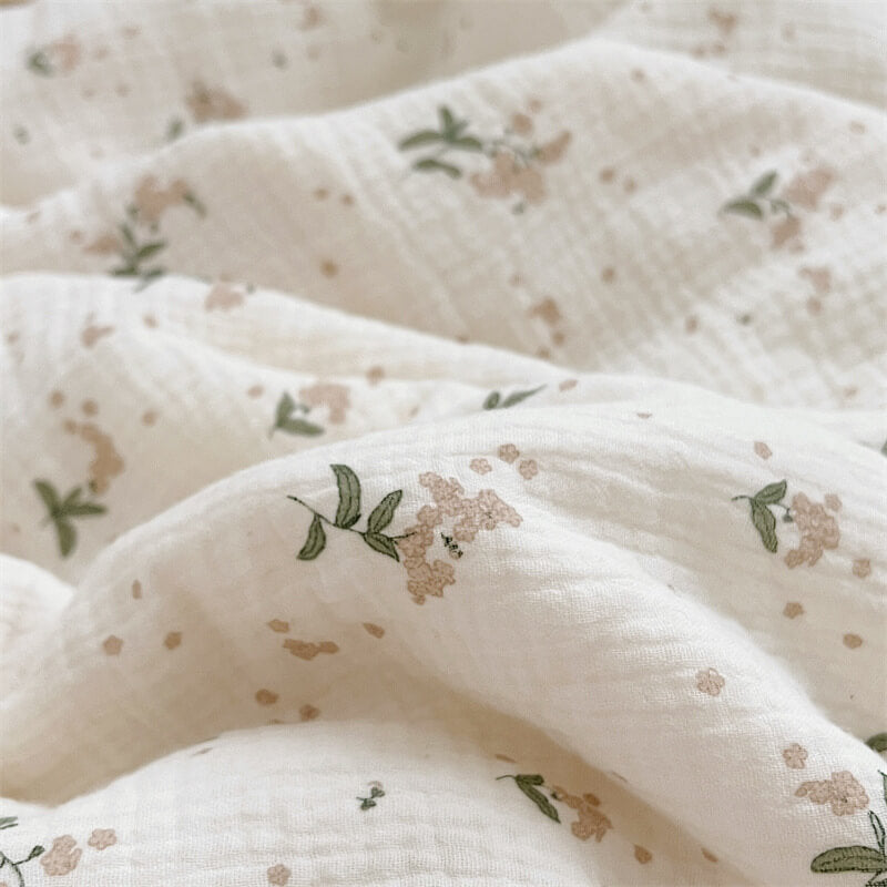 Beige Floral Cluster Kids Comforter – Cotton Muslin with Lace Trim
