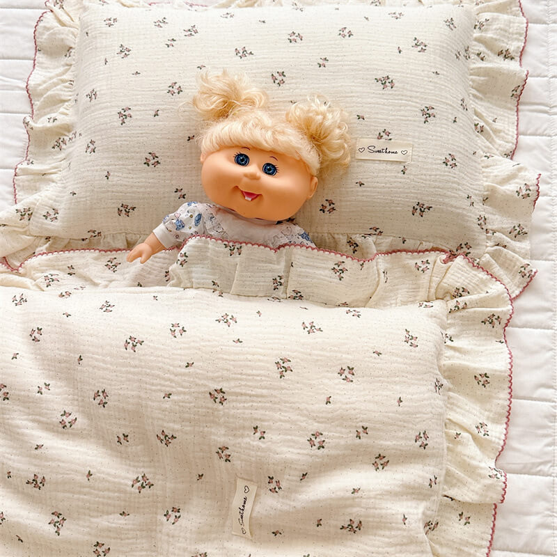 Cotton Floral Bedding Set for Girls – Ruffled Muslin Primrose