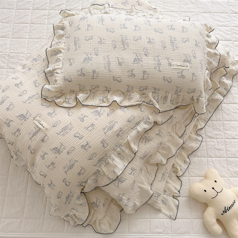 Kitty Duvet Cover Set – Ruffled Cotton Muslin