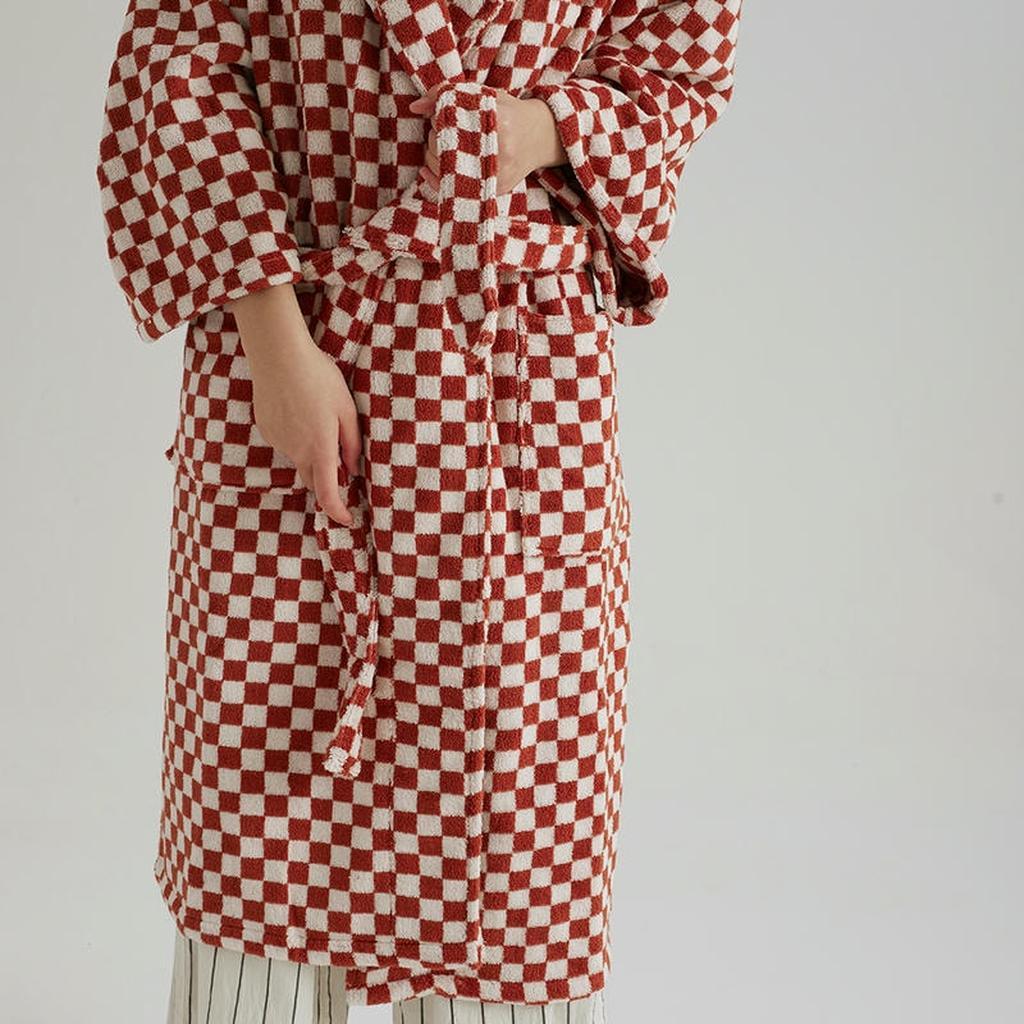 Cotton Gingham Bathrobe - 5 Colors Red