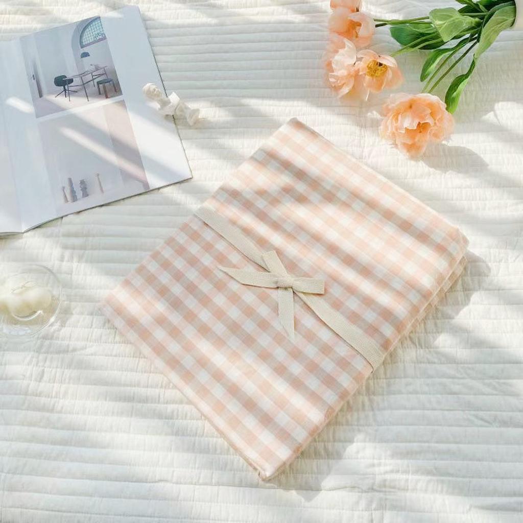 Cotton Gingham Sheet Set - 7 colors Pink