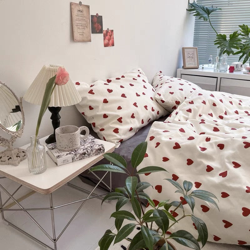 Heart Print Duvet Cover Set