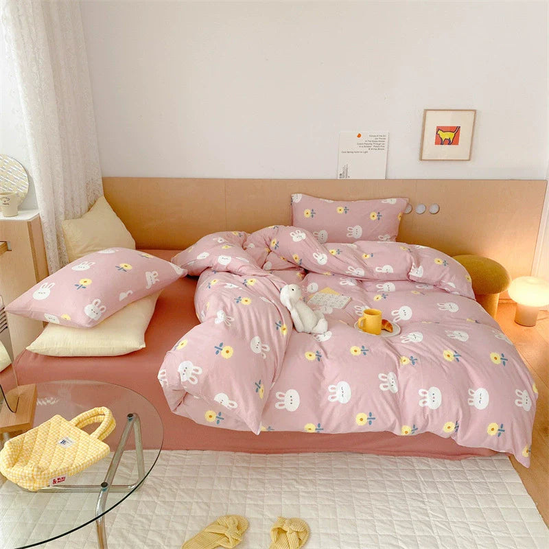 Cotton Jersey Bunny Duvet Cover Set – Pink Soft Kids Bedding
