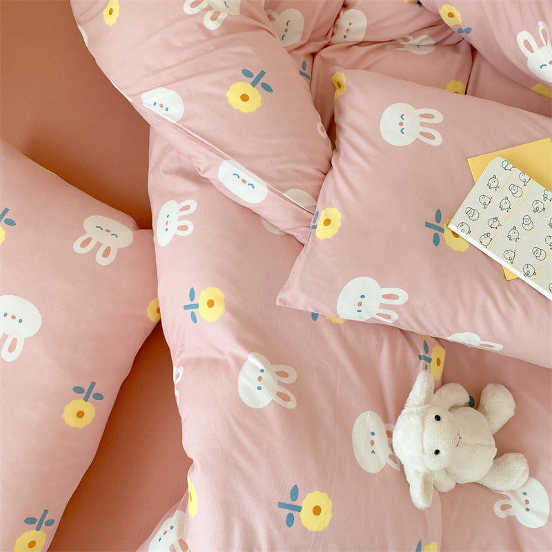 Cotton Jersey Bunny Duvet Cover Set – Pink Soft Kids Bedding