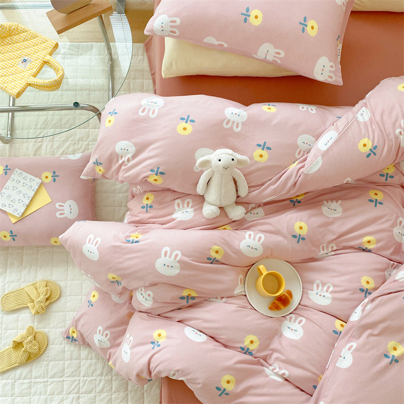 Cotton Jersey Bunny Duvet Cover Set – Pink Soft Kids Bedding