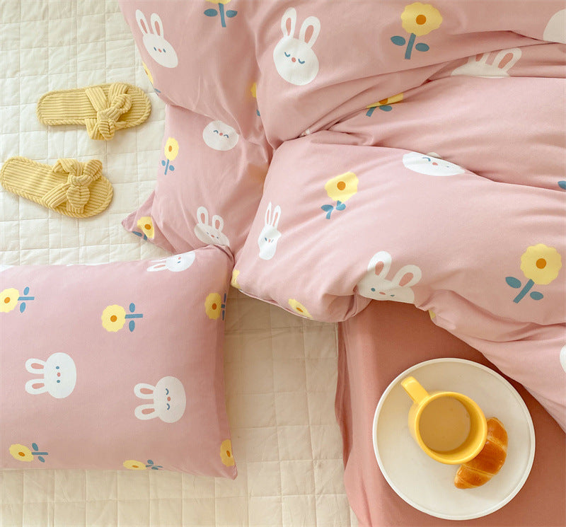 Cotton Jersey Bunny Duvet Cover Set – Pink Soft Kids Bedding