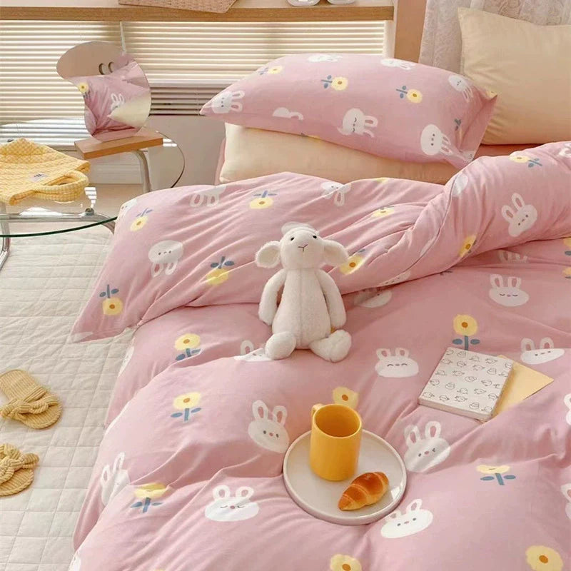 Cotton Jersey Bunny Duvet Cover Set – Pink Soft Kids Bedding