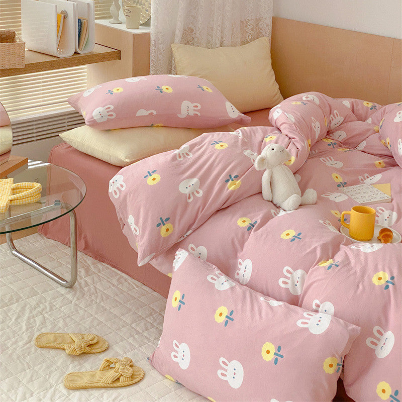 Cotton Jersey Bunny Duvet Cover Set – Pink Soft Kids Bedding