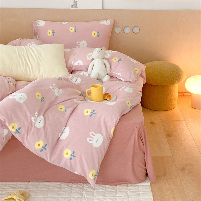 Cotton Jersey Bunny Duvet Cover Set – Pink Soft Kids Bedding