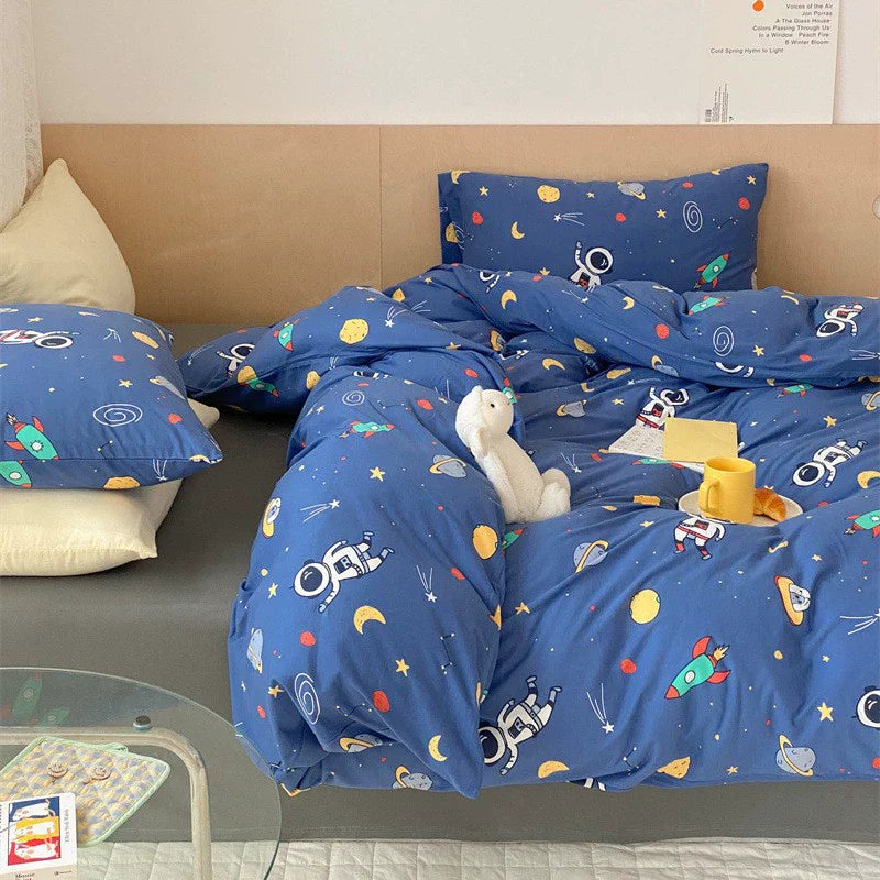 Cotton Jersey Space Duvet Cover – Blue Astronaut Bedding