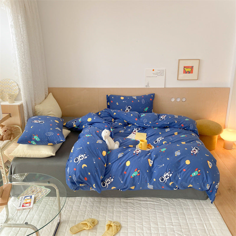 Cotton Jersey Space Duvet Cover – Blue Astronaut Bedding