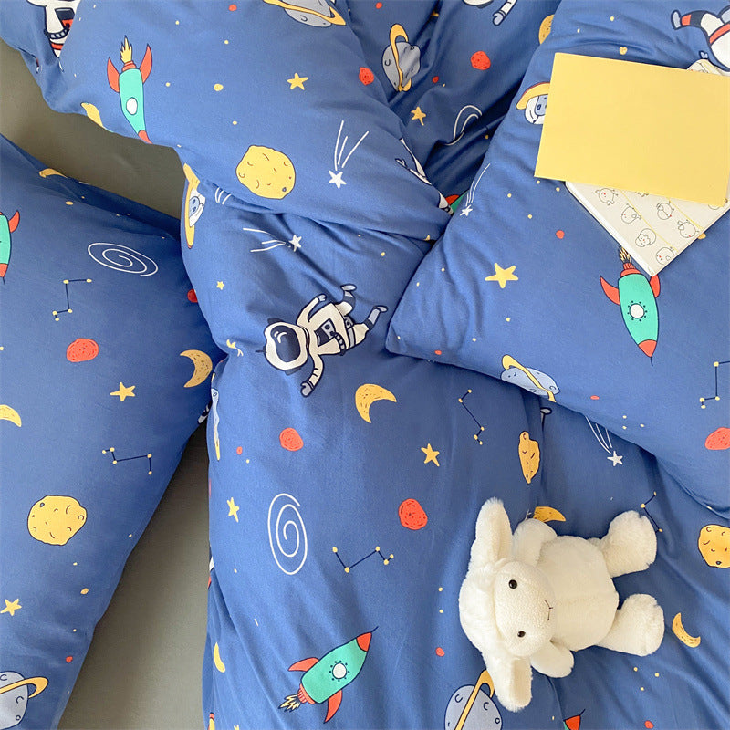 Cotton Jersey Space Duvet Cover – Blue Astronaut Bedding