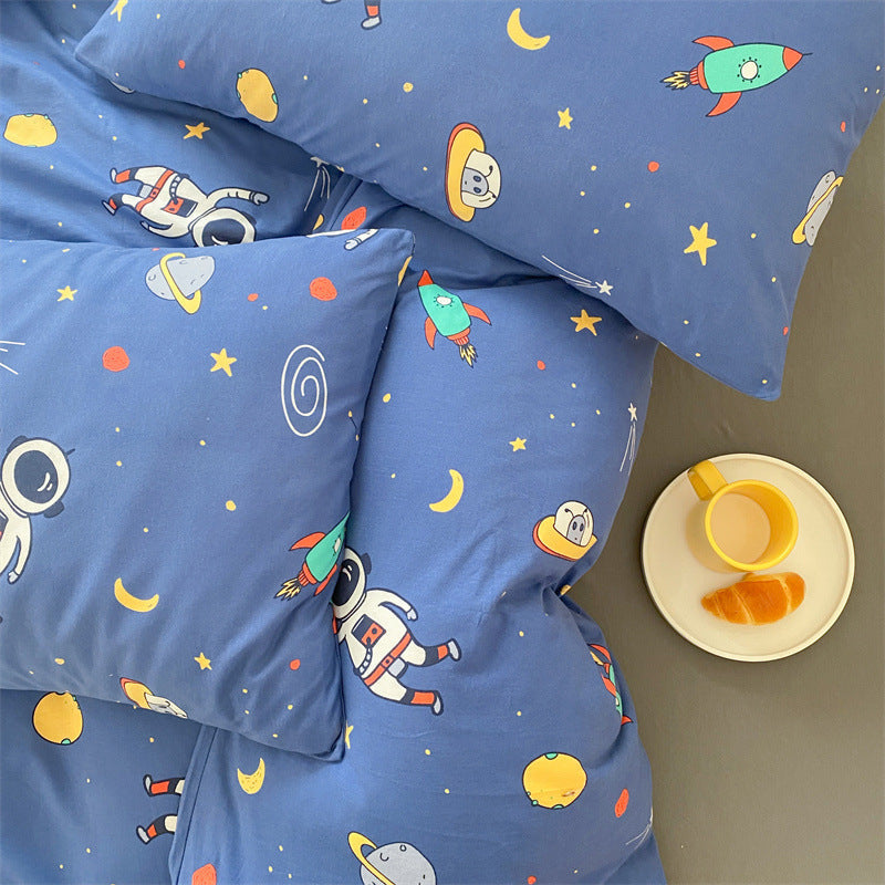Cotton Jersey Space Duvet Cover – Blue Astronaut Bedding