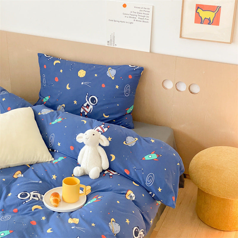 Cotton Jersey Space Duvet Cover – Blue Astronaut Bedding
