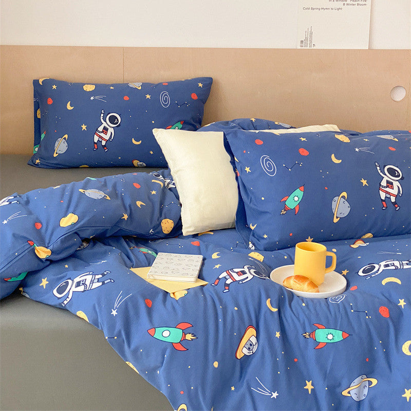 Cotton Jersey Space Duvet Cover – Blue Astronaut Bedding