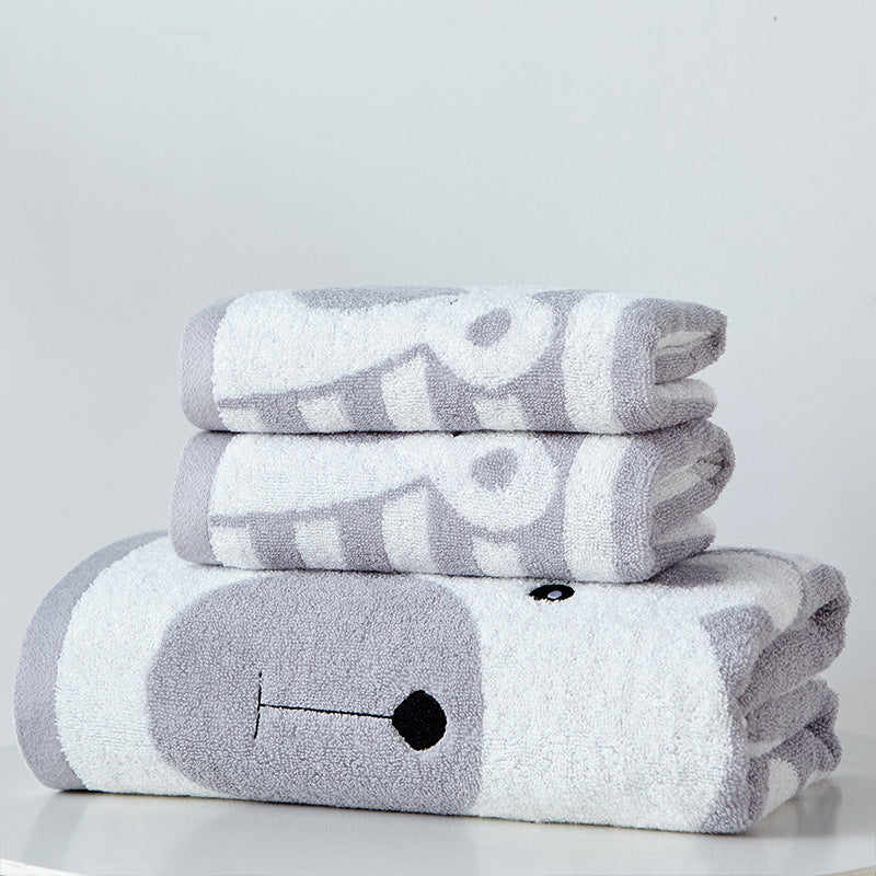 Kids Towel and Washcloth Set – Soft 100% Cotton Grey Set