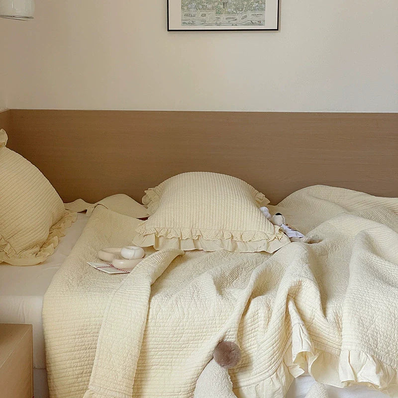3-Piece Cotton Quilted Coverlet Set – Soft & Lightweight Beige