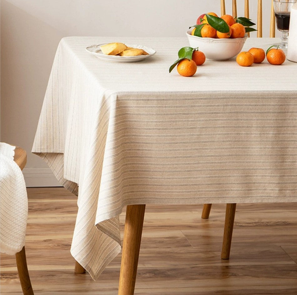 Nami Striped Cotton Linen Tablecloth Cover Double Stripes