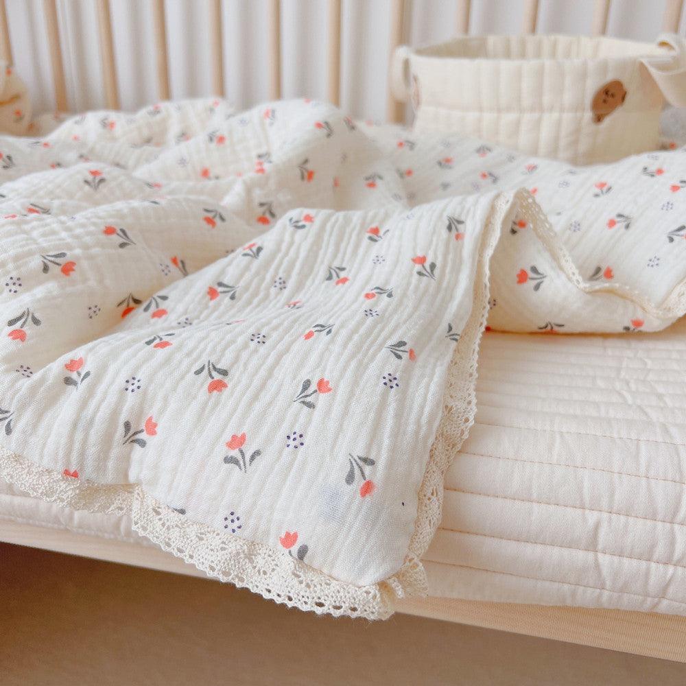 Mini Tulip Kids Comforter – Cotton Muslin with Lace Trim
