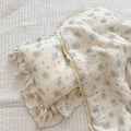 Blue Bouquet Toddler Comforter – Cotton Muslin with Lace Trim