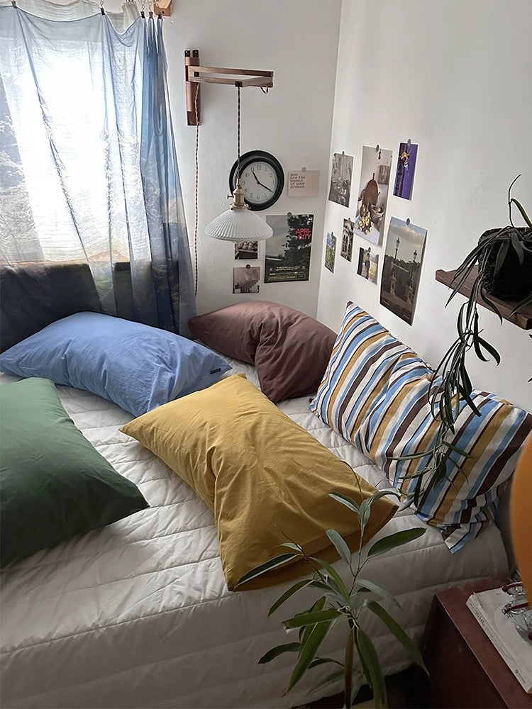 Multicolor Striped Pillow Case