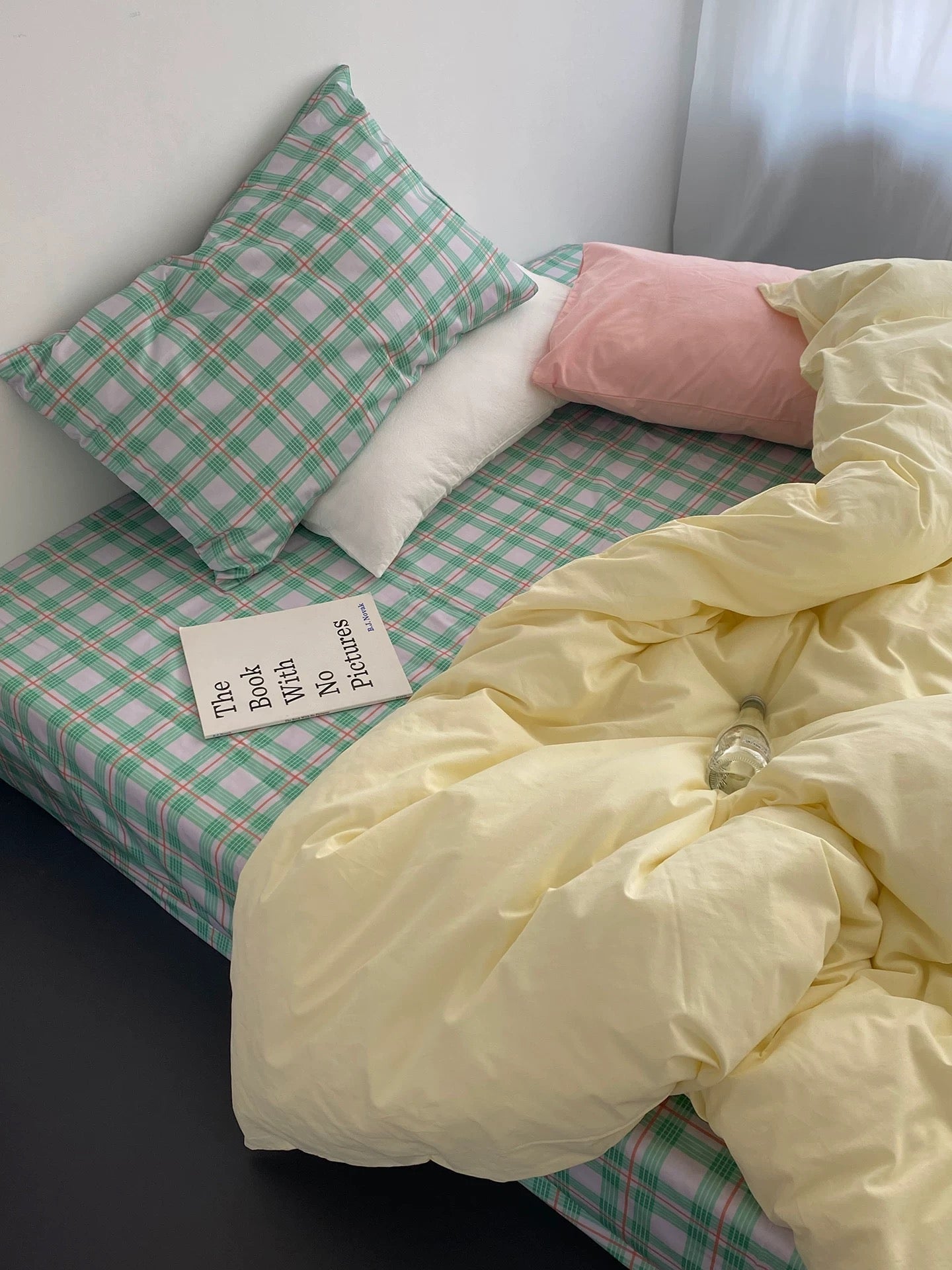 Pink & Mint Green Plaid Duvet Cover Set