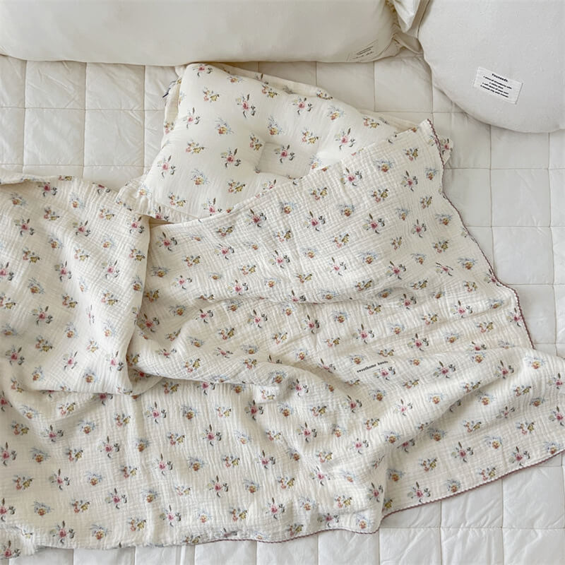 Cotton Muslin Baby Blanket Set – Assorted Retro Patterns Azalea