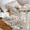Hibiscus Floral Ruffle Duvet Cover – Vintage Cotton Muslin