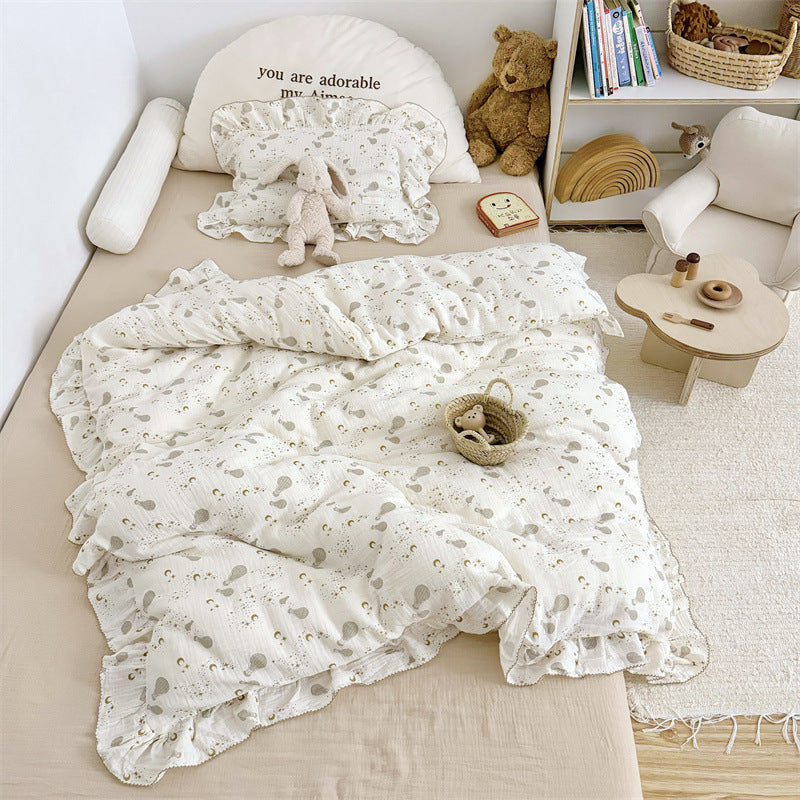 Cotton Gauze Duvet Cover Set – Hot Air Balloon with Soft Ruffles