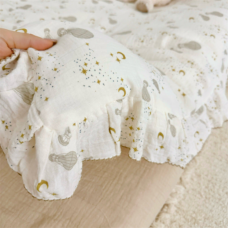 Cotton Gauze Duvet Cover Set – Hot Air Balloon with Soft Ruffles