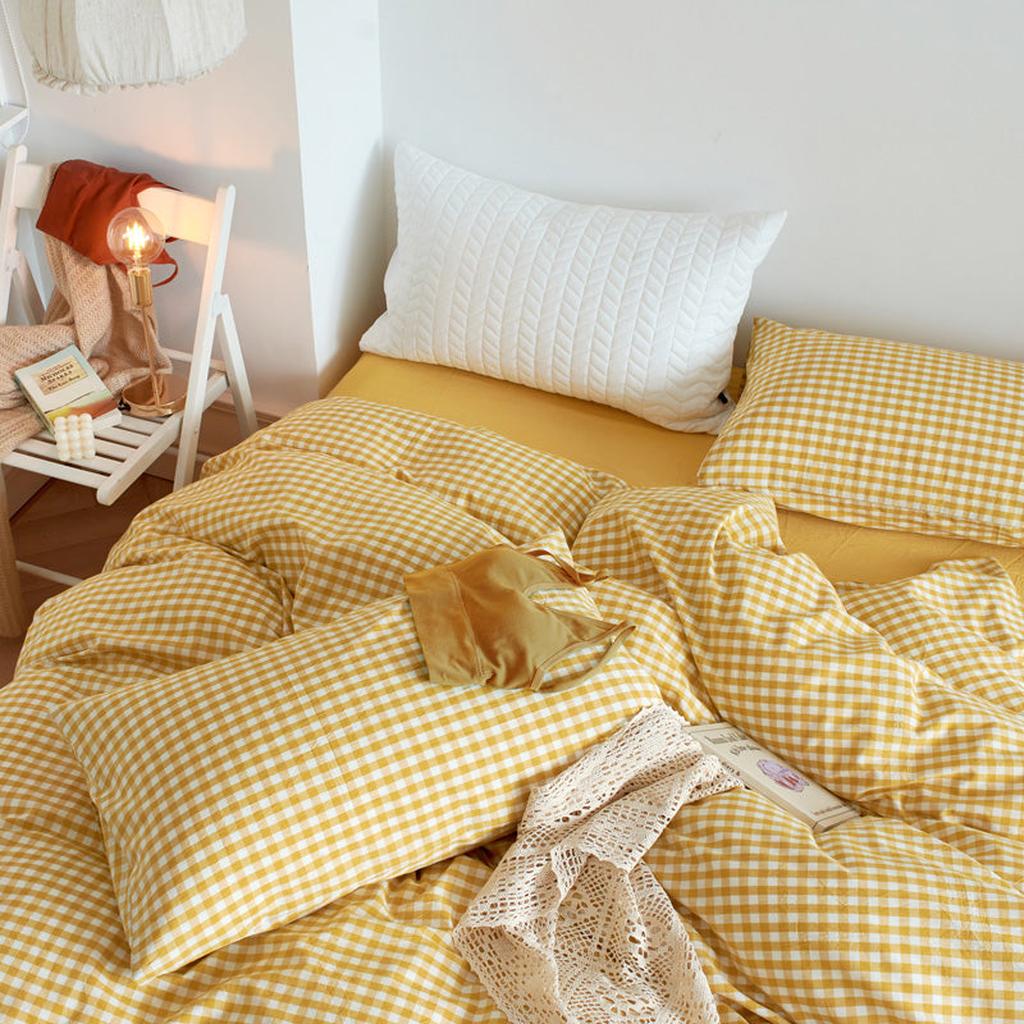Cotton Small Gingham Duvet Cover - Blue