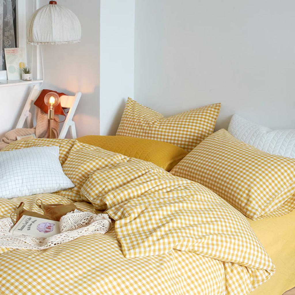 Cotton Small Gingham Duvet Cover - Blue