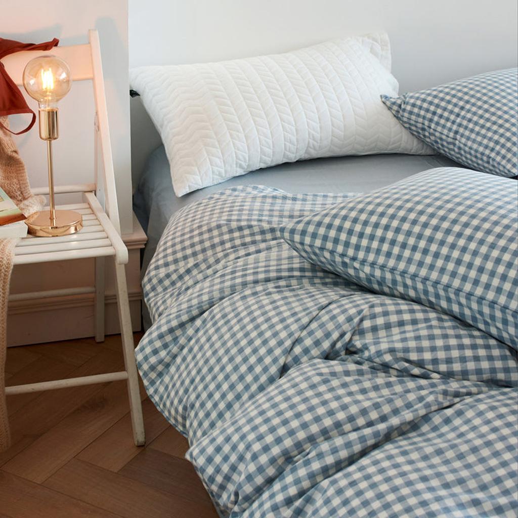 Cotton Small Gingham Duvet Cover - Navy