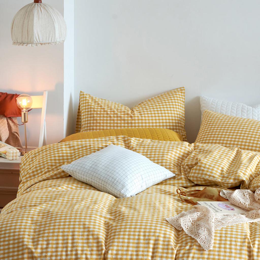 Cotton Small Gingham Bedding Set - Green