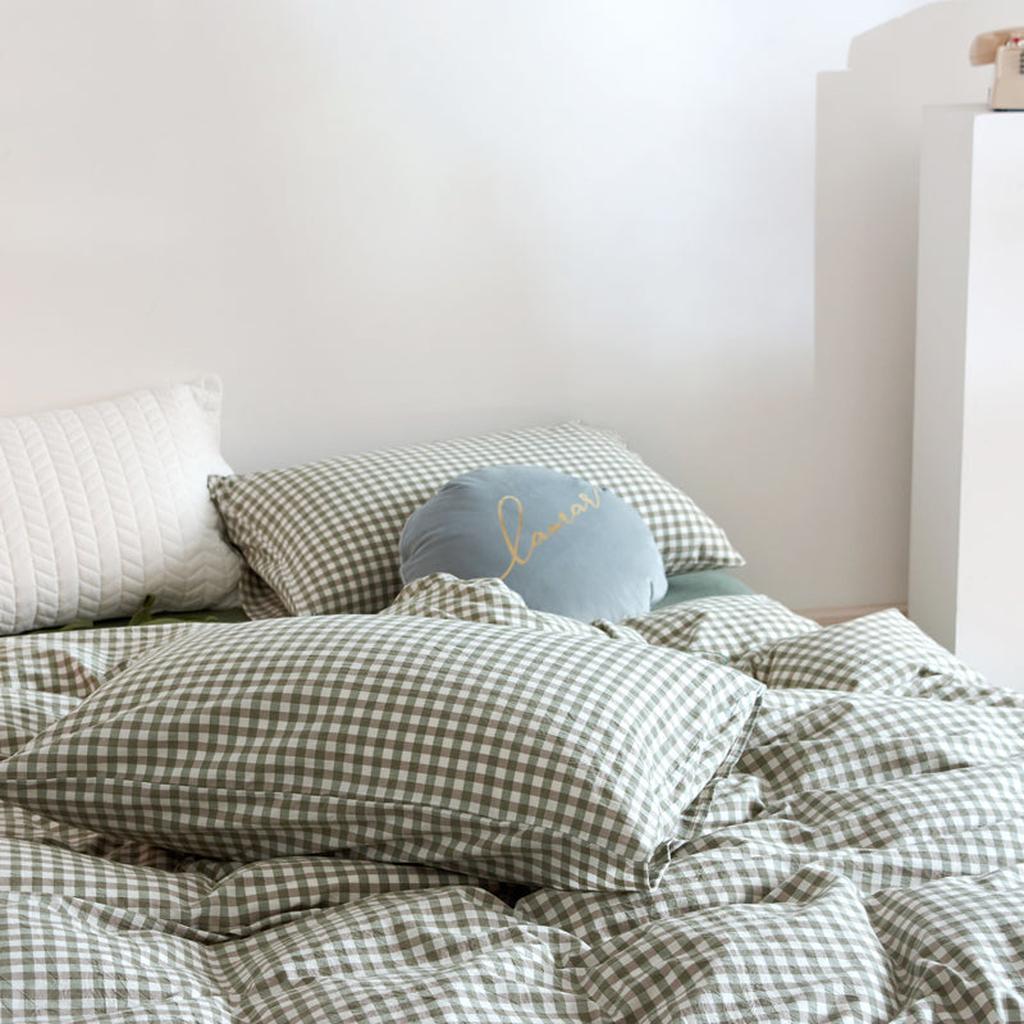 Cotton Small Gingham Duvet Cover - Green
