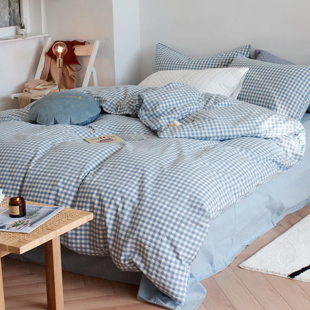 Cotton Small Gingham Duvet Cover - Red