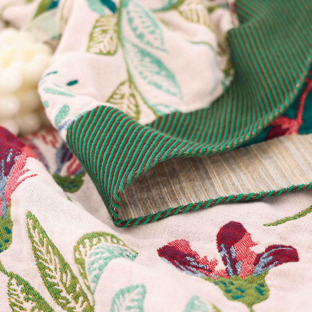 Cotton Gauze Throw Blanket - Reversible Floral Blanket