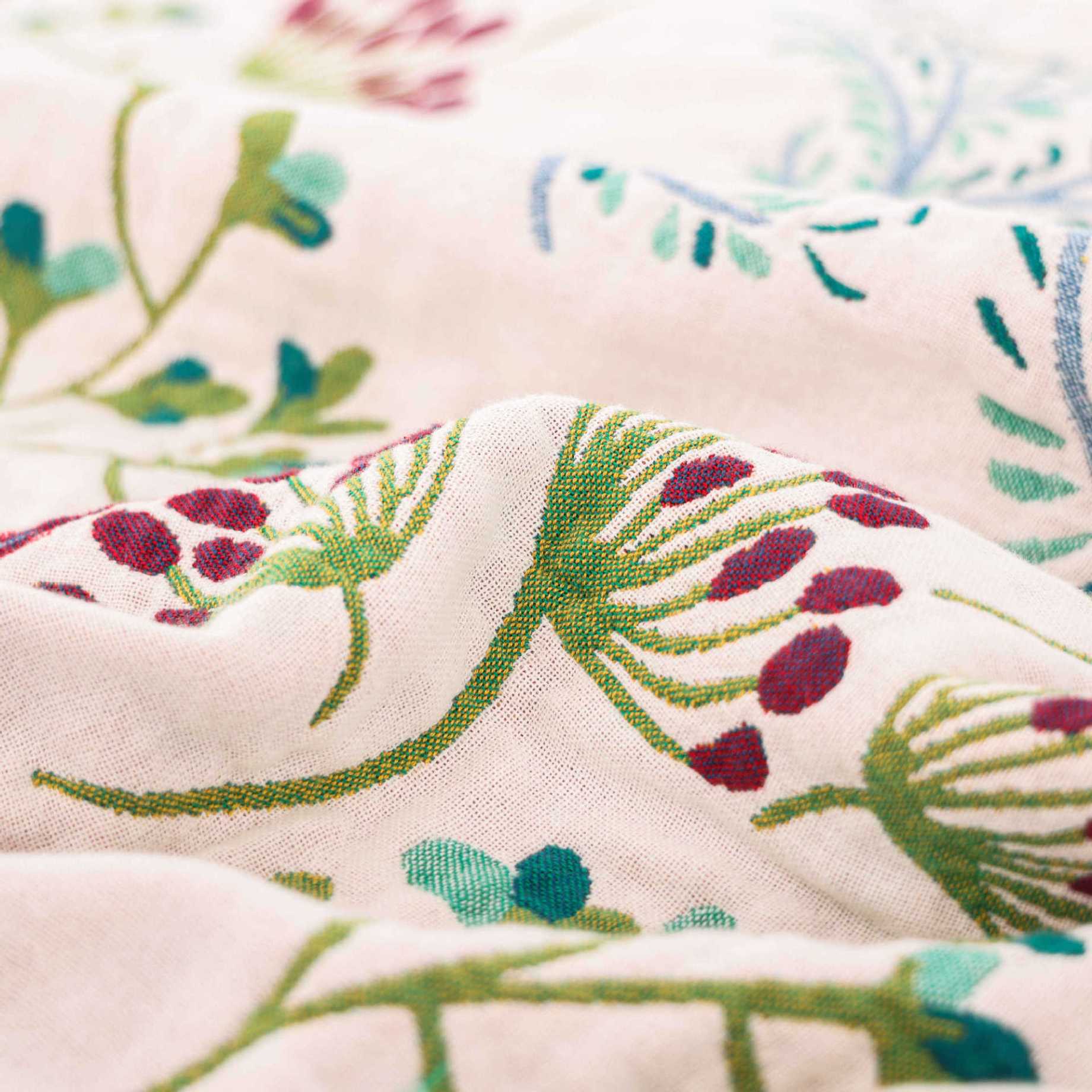 Cotton Gauze Throw Blanket - Reversible Floral Blanket