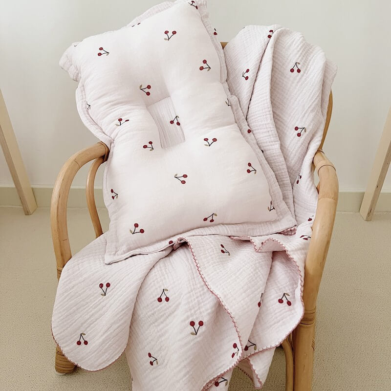 Soft Cherry Blossom Baby Blanket & Pillow Set –  47" x 51"