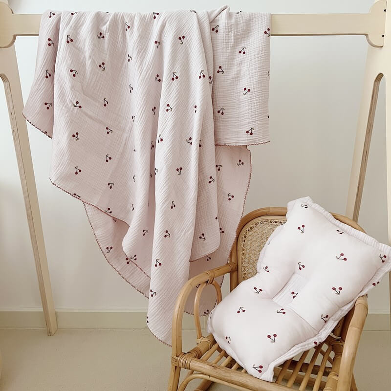Soft Cherry Blossom Baby Blanket & Pillow Set –  47" x 51"