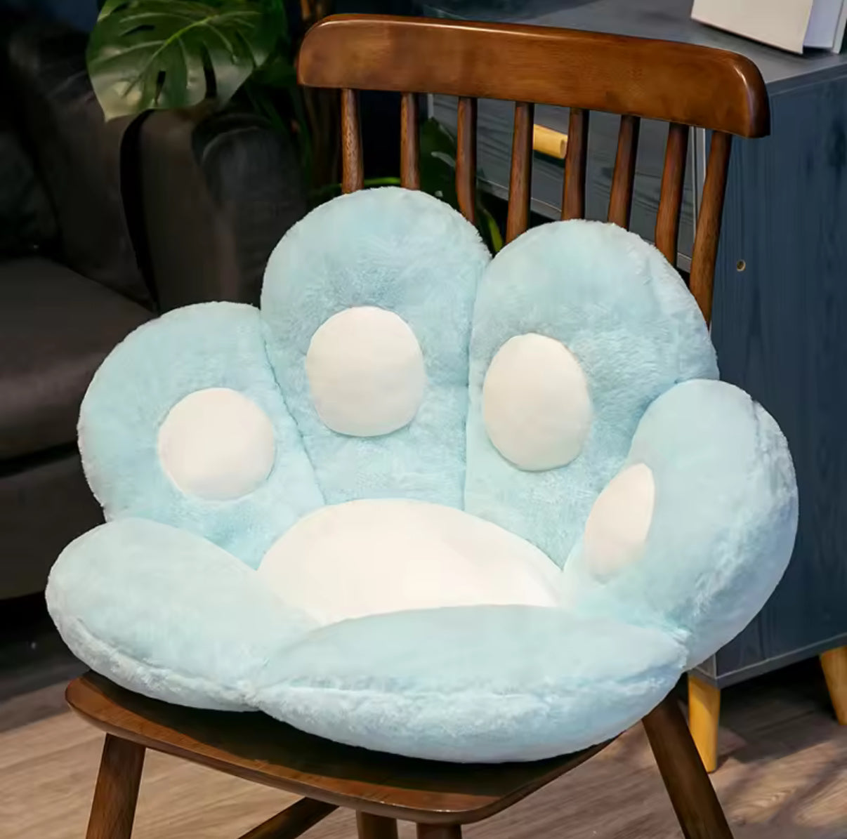 Pastel Cat Paw Seat Cushion Blue